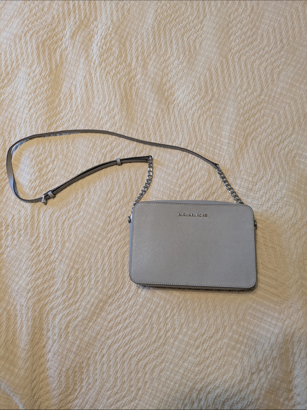 Michael Kors Jet Set Large Saffiano Leather Crossbody Grey 32S4STVC3L
